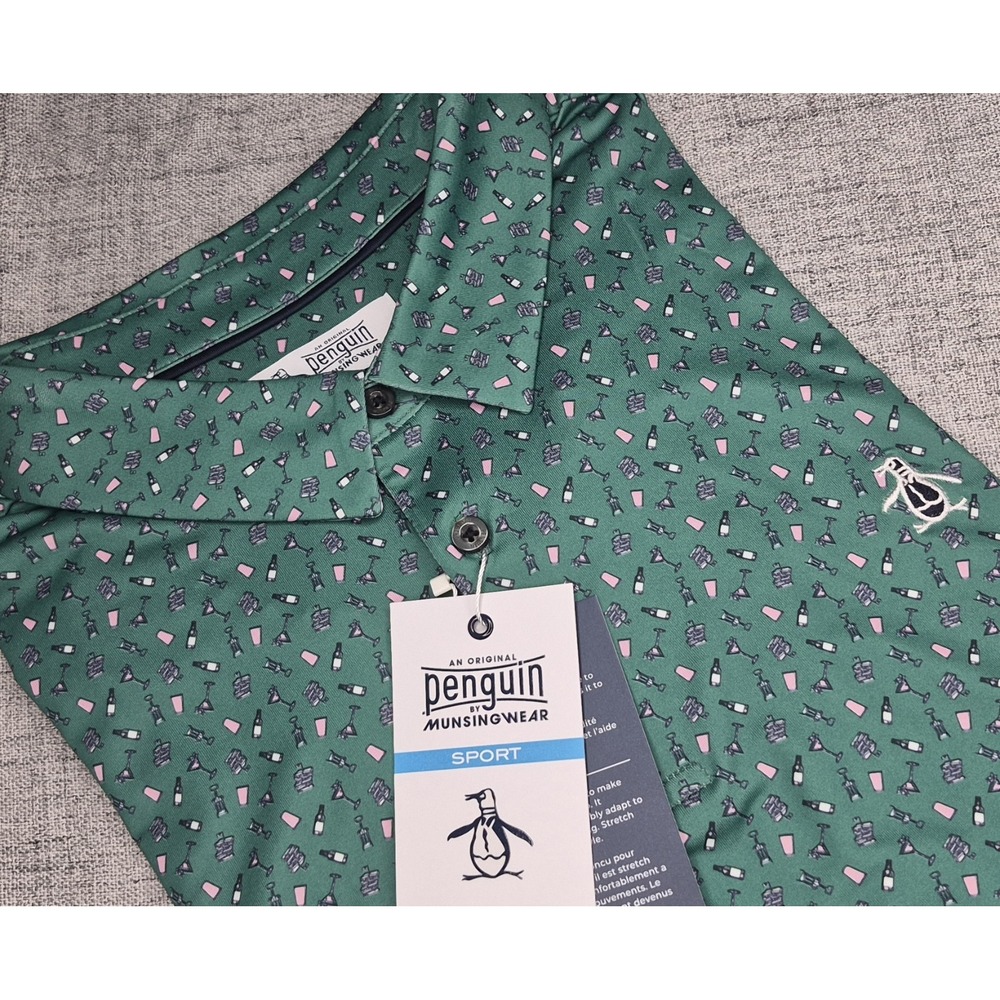 Original Penguin XXL Men's Golf Polo Cocktail NEW$90 Green Stretch Shirt Martini